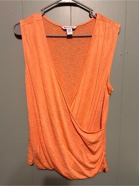 Athleta Coral-Orange Draped Surplice Tank Top